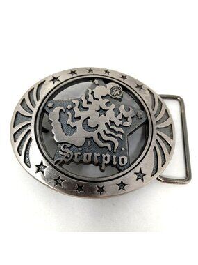 Scorpio Zodiac Belt Buckle Star Pattern Metal Retro 1993 Oval Design #J-2
